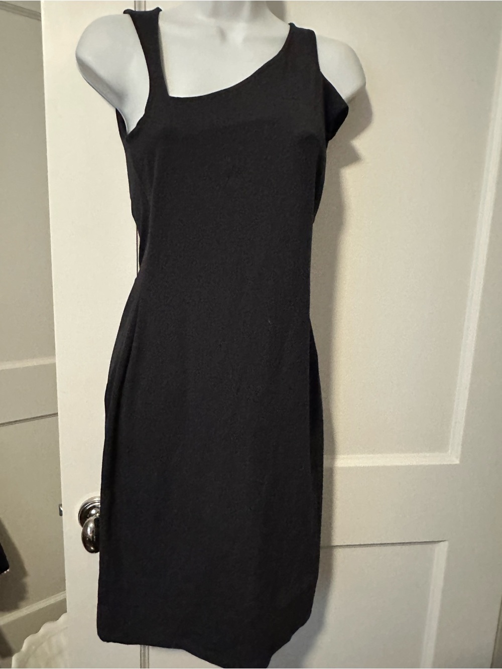 Susana Monaco Black Midi Dress with Asymmetrical Neckline